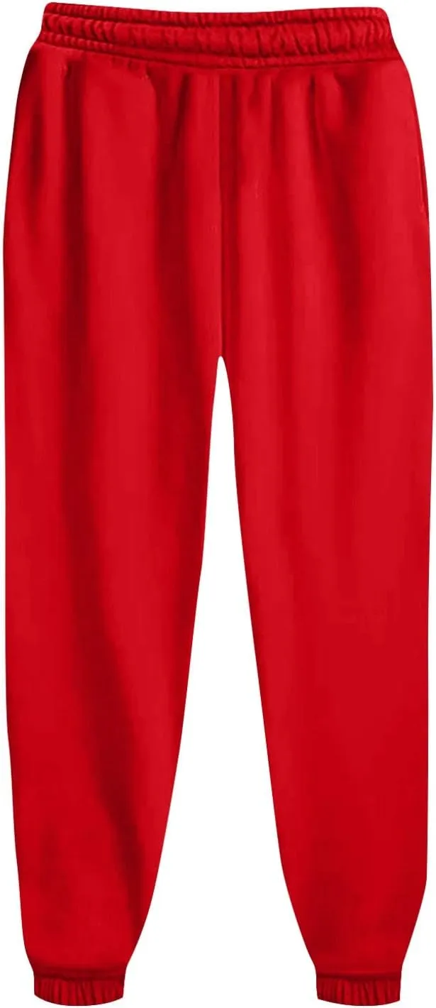Baggy Sweatpants Pants for Women Fleece Lined Drawstring Joggers with Pockets Fleece Lined Lounge Cinched Bottom