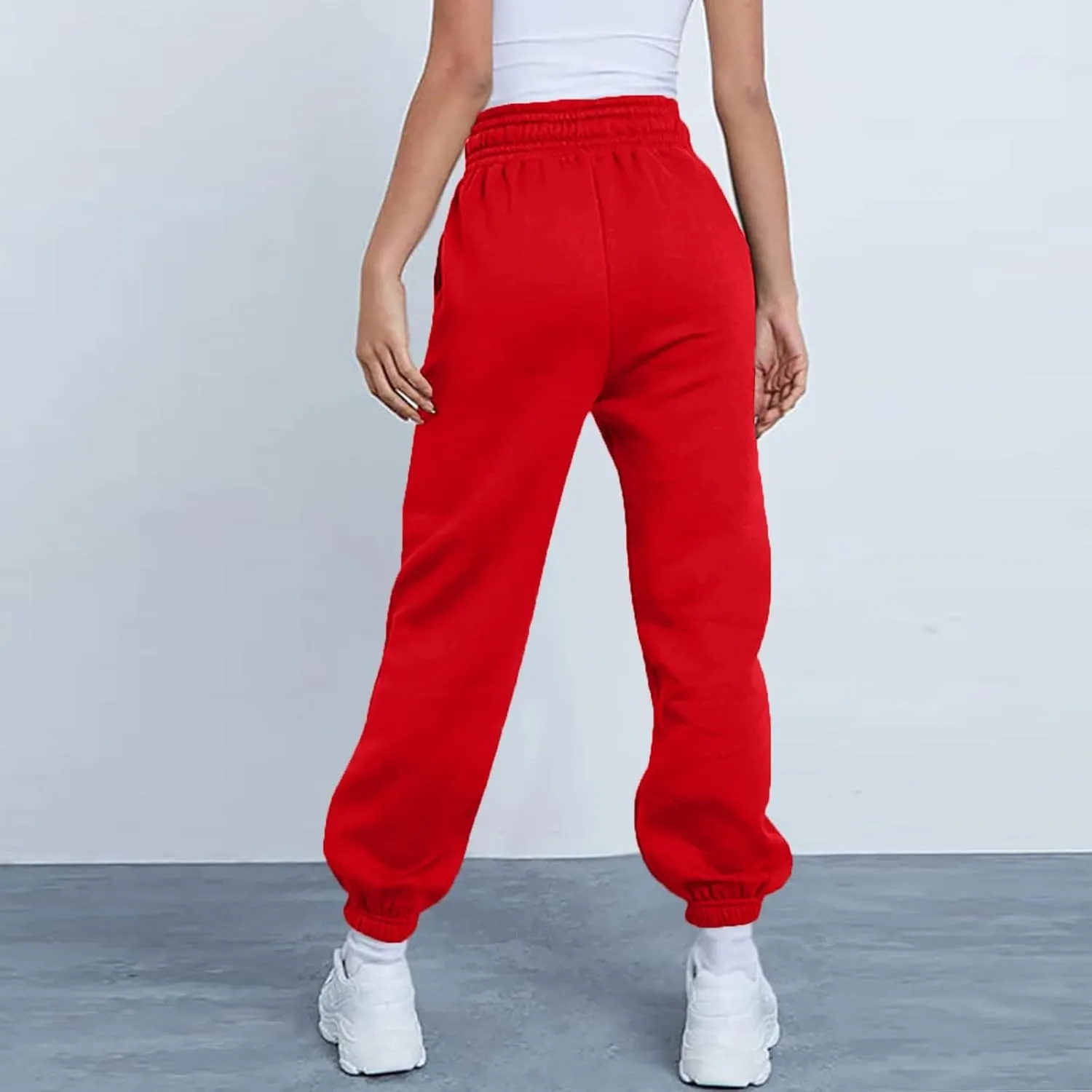 Baggy Sweatpants Pants for Women Fleece Lined Drawstring Joggers with Pockets Fleece Lined Lounge Cinched Bottom