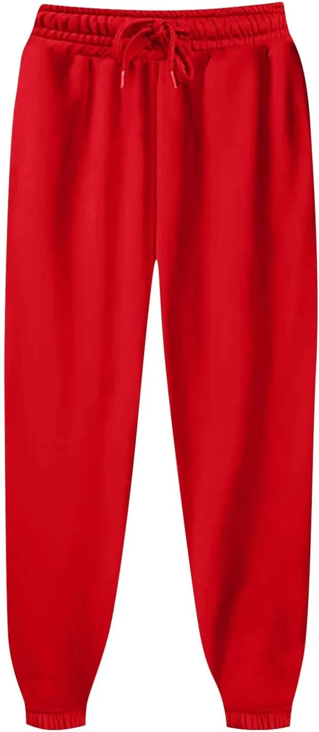 Baggy Sweatpants Pants for Women Fleece Lined Drawstring Joggers with Pockets Fleece Lined Lounge Cinched Bottom