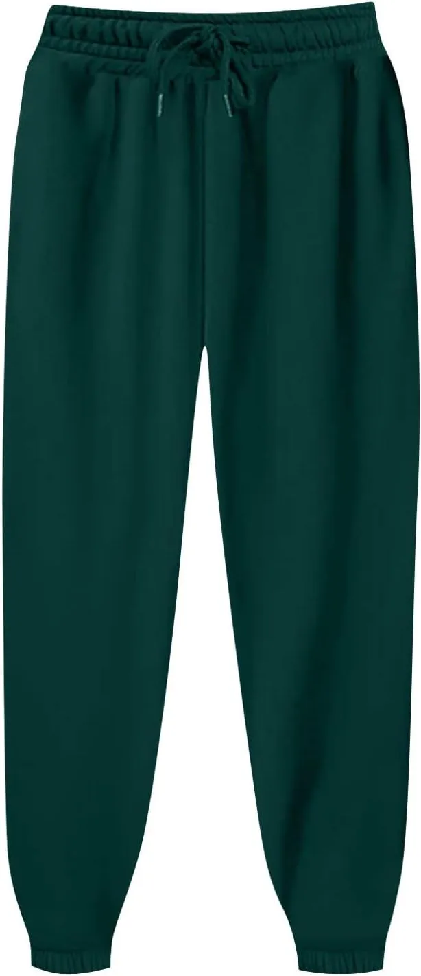 Baggy Sweatpants Pants for Women Fleece Lined Drawstring Joggers with Pockets Fleece Lined Lounge Cinched Bottom