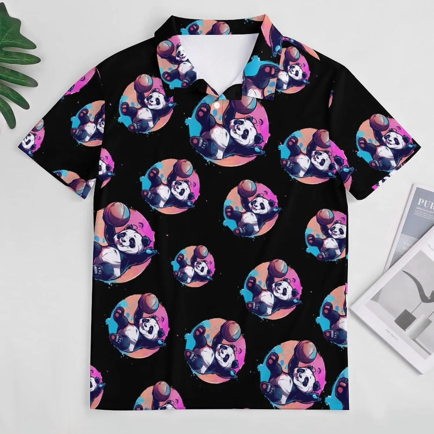 Basketball Panda Slam Dunk Womens Polo Shirts Short Sleeve Golf Shirts Casual Tennis Shirts for Work Business