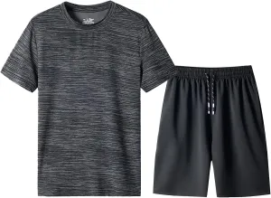 Beach Outfits for Mens Lightweight Classic-Fit Short Sleeve Graphic Tees Printed Shorts Breathable Tracksuit