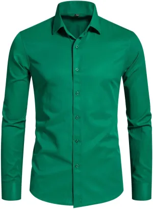 BEILU Stretch Mens Slim Fit Dress Shirts Formal Long Sleeve Button Down Shirts