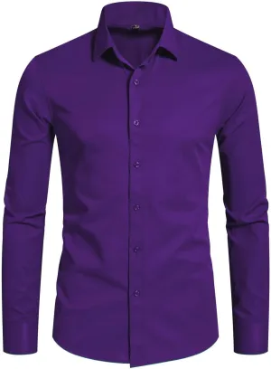 BEILU Stretch Mens Slim Fit Dress Shirts Formal Long Sleeve Button Down Shirts