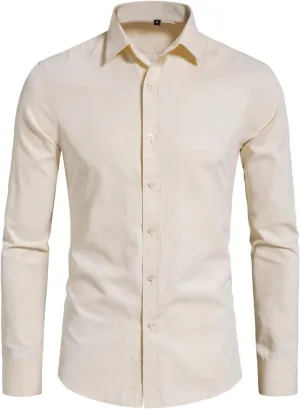 BEILU Stretch Mens Slim Fit Dress Shirts Formal Long Sleeve Button Down Shirts
