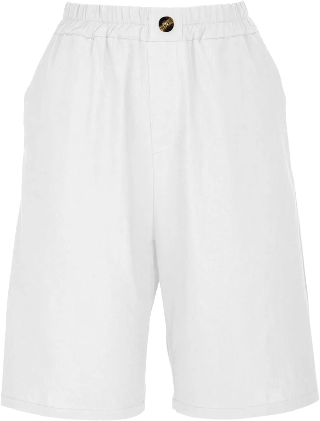 Bermuda Shorts for Womens Knee Length Cotton Linen Capris Lightweight Summer Straight Leg Beach Travel Shorts W Pocket