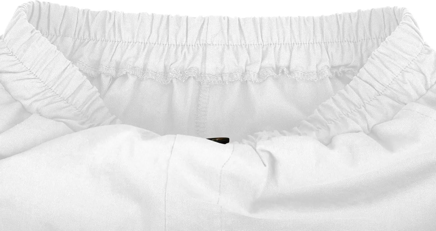 Bermuda Shorts for Womens Knee Length Cotton Linen Capris Lightweight Summer Straight Leg Beach Travel Shorts W Pocket
