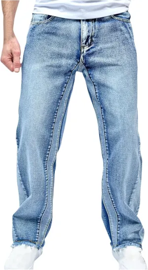 Bidobibo Carpenter Jeans for Men Relaxed Fit Distressed Jeans Men Fashion Straight Leg Comfort Flex Waist Jeans Casual Pants