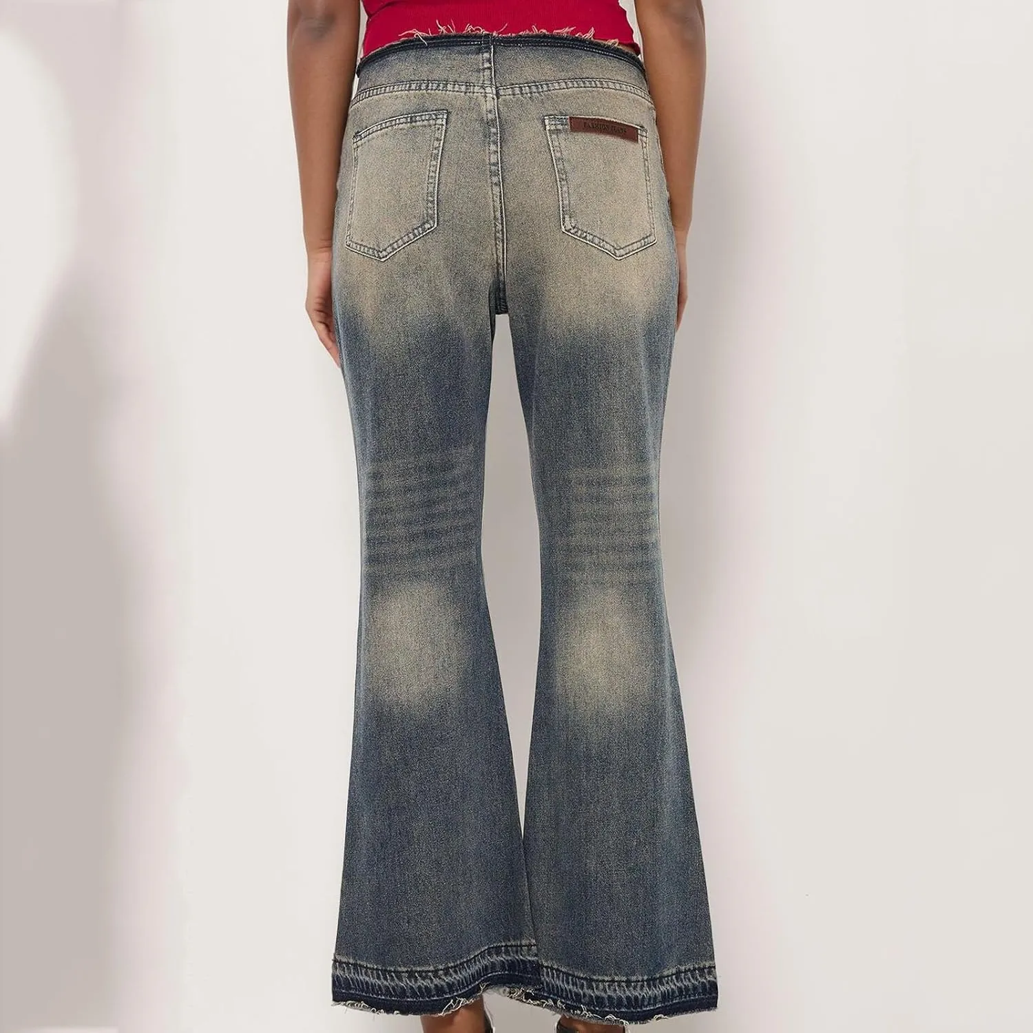 Bidobibo High Waisted Jeans for Women Bootcut Bell Bottom Denim Pants Womens Jeans Trendy Tummy Control Flare Wide Leg Jeans