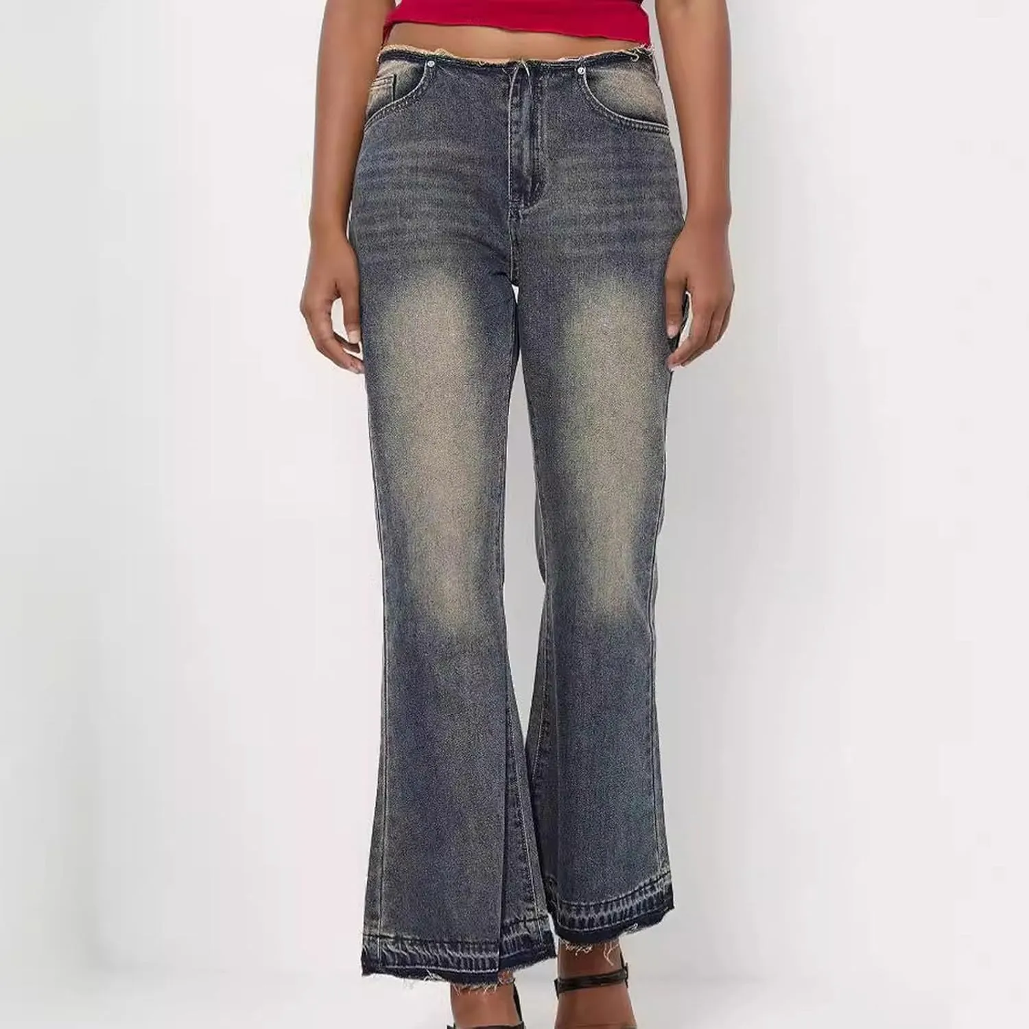 Bidobibo High Waisted Jeans for Women Bootcut Bell Bottom Denim Pants Womens Jeans Trendy Tummy Control Flare Wide Leg Jeans