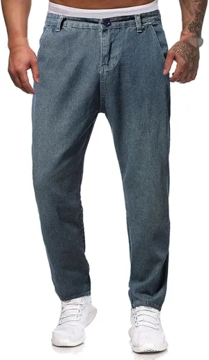 Bidobibo Jeans for Men Slim Fit Destroyed Distressed Taper Zipper Pants with Holes Distressed Tapered Jeans Skinny Jeans