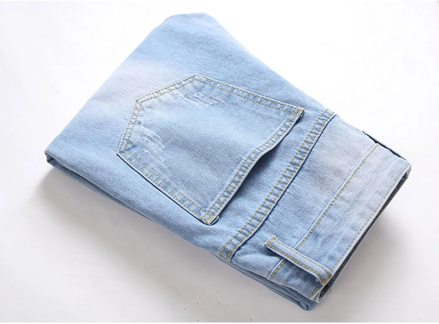 Bidobibo Jeans for Men Straight Fit Destroyed Distressed Taper Zipper Pants with Holesblack Men's Ripped Stretch Skinny Jeans