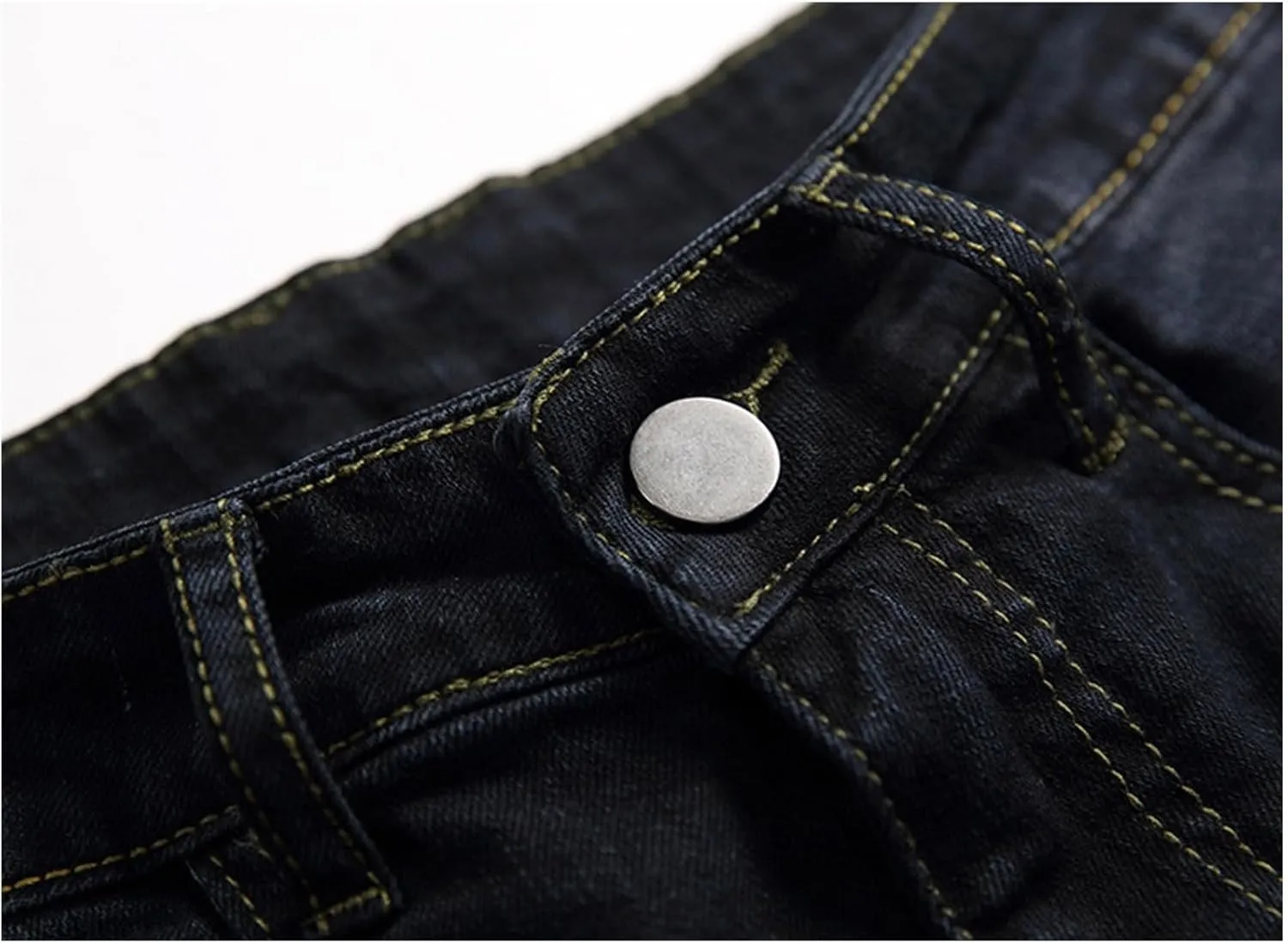 Bidobibo Jeans for Men Straight Fit Destroyed Distressed Taper Zipper Pants with Holesblack Men's Ripped Stretch Skinny Jeans