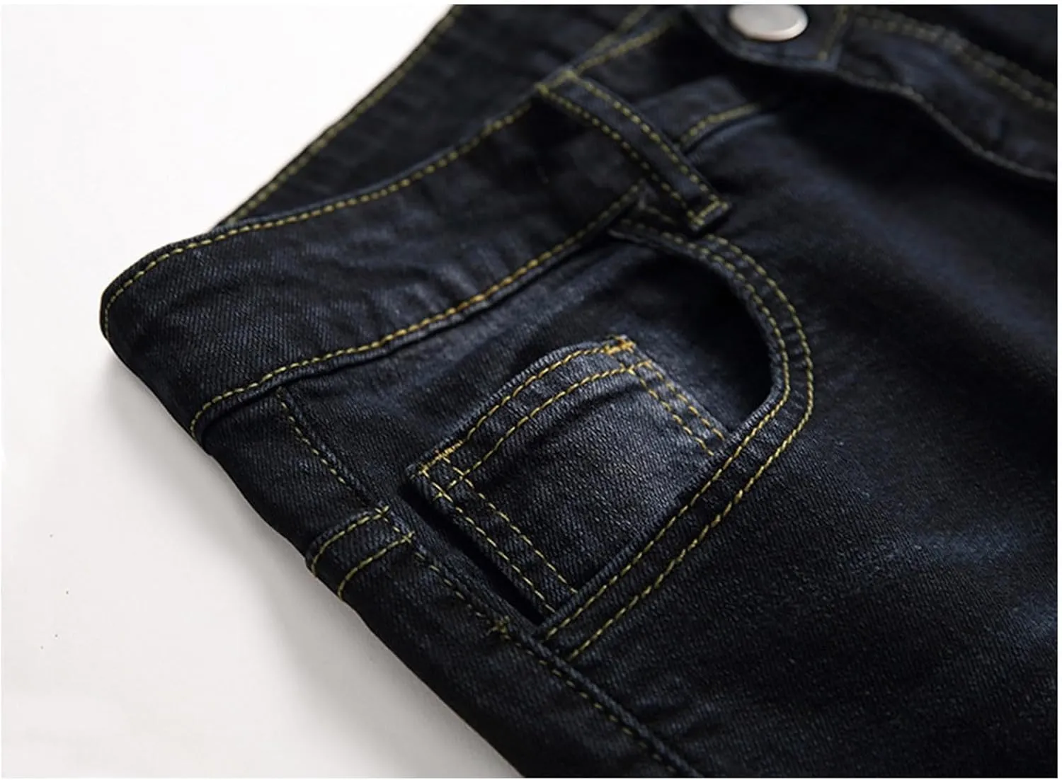 Bidobibo Jeans for Men Straight Fit Destroyed Distressed Taper Zipper Pants with Holesblack Men's Ripped Stretch Skinny Jeans
