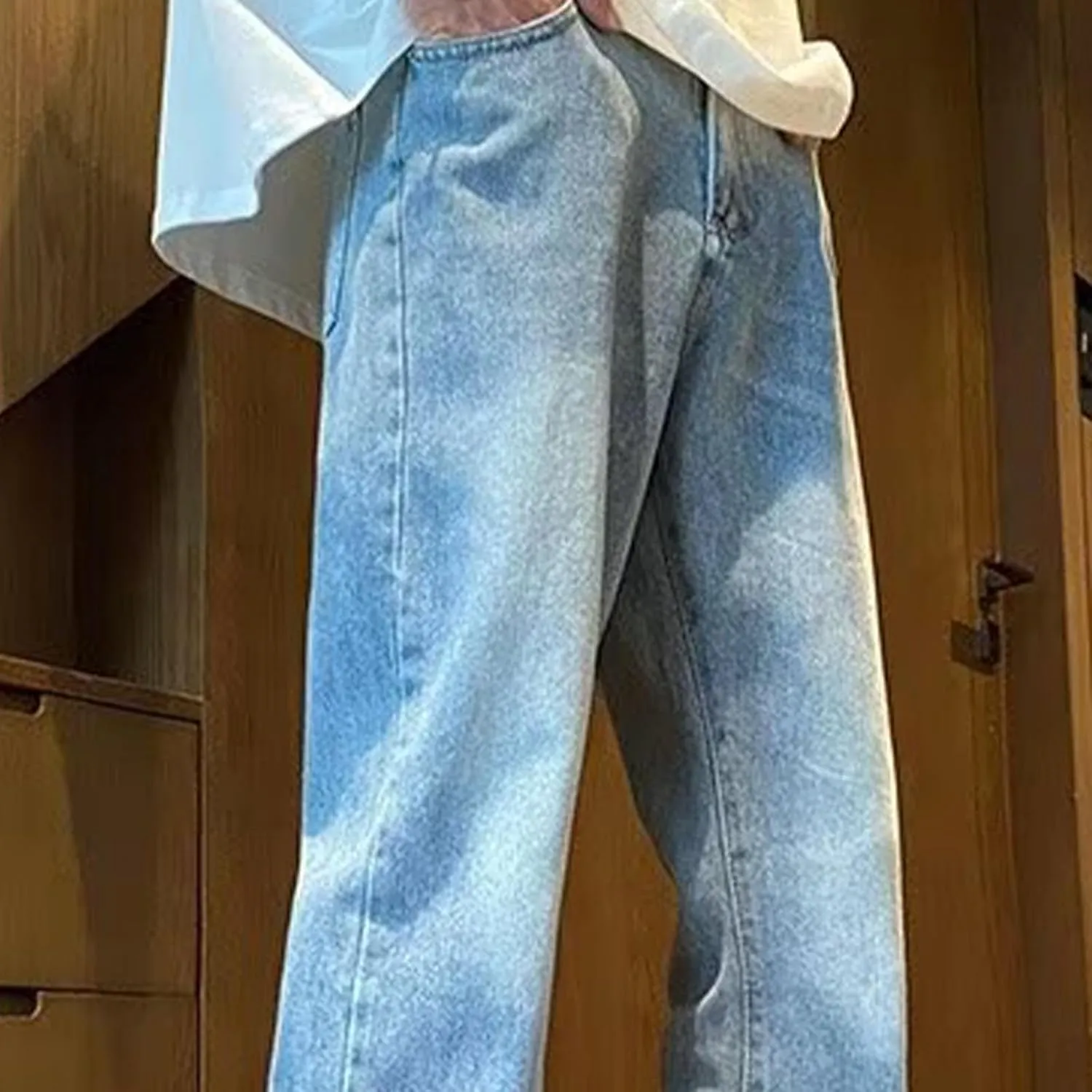 Bidobibo Mens Jeans Regular Fit Straight Leg Stretchy Jeans Bootcut Denim Pants High Waisted Elastic Waist Cargo Pants 2025