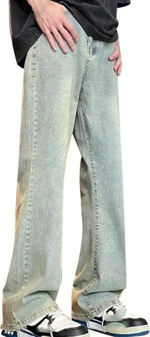 Bidobibo Mens Jeans Regular Fit Straight Leg Stretchy Jeans Bootcut Denim Pants High Waisted Elastic Waist Cargo Pants 2025