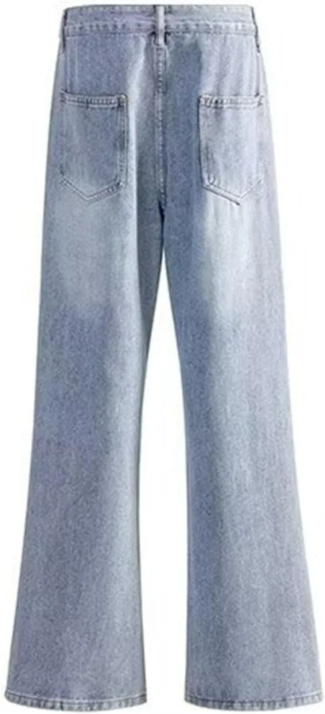 Bidobibo Mens Jeans Regular Fit Straight Leg Stretchy Jeans Bootcut Denim Pants High Waisted Elastic Waist Cargo Pants 2025
