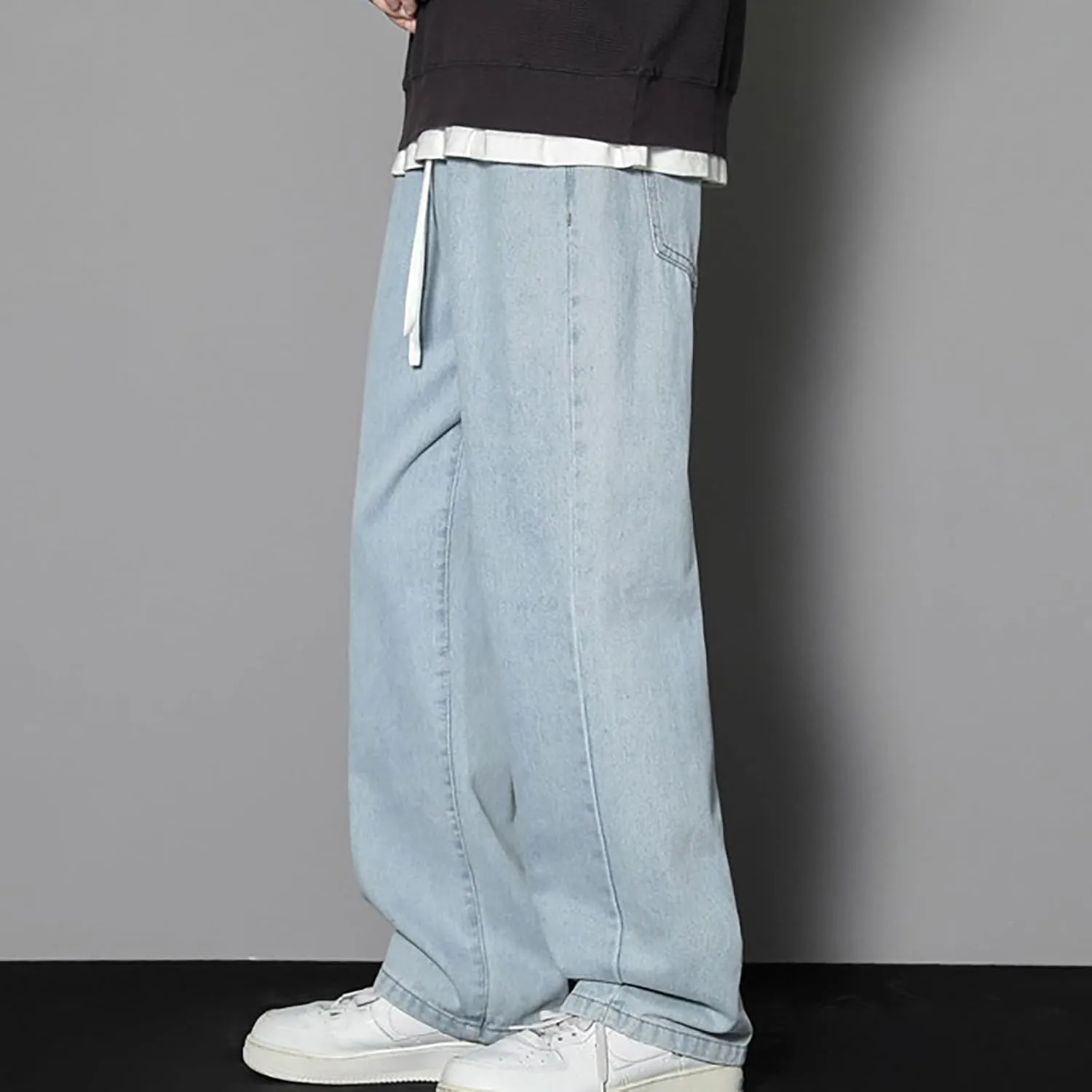 Bidobibo Mens Slim Fit Jeans Boot Cut Straight Fit Denim Jeans Men Fashion Straight Leg Comfort Flex Waist Jeans Casual Pants