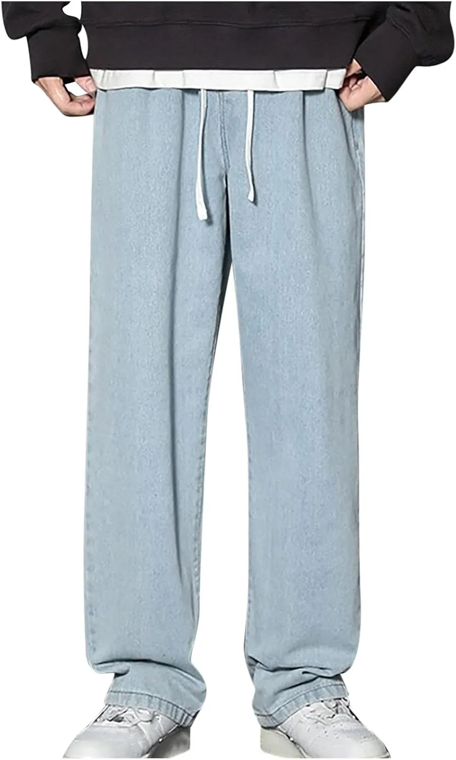Bidobibo Mens Slim Fit Jeans Boot Cut Straight Fit Denim Jeans Men Fashion Straight Leg Comfort Flex Waist Jeans Casual Pants