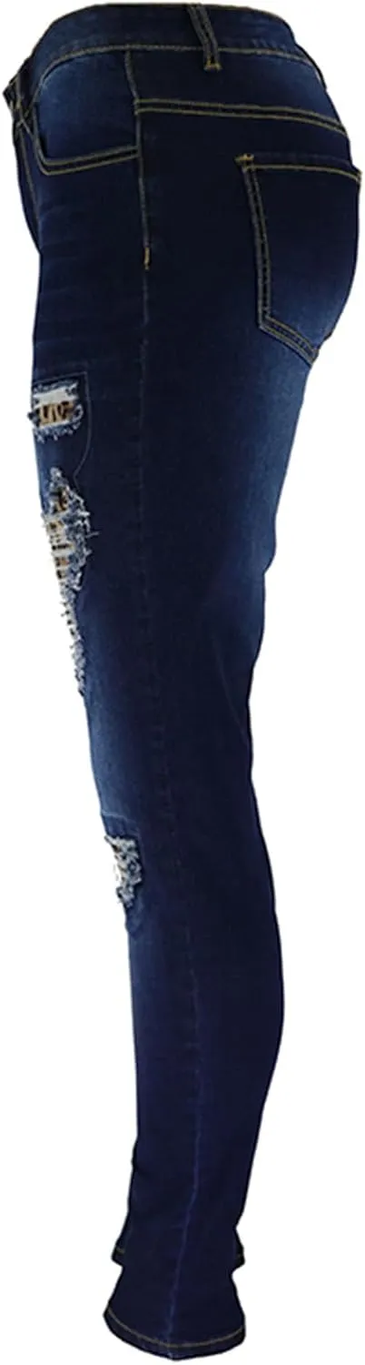 Bidobibo Womens Jeans High Waisted Skinny Ripped Jeans Women's Totally Shaping Pull-On Bootcut Jeans Baggy Denim Pants 2024