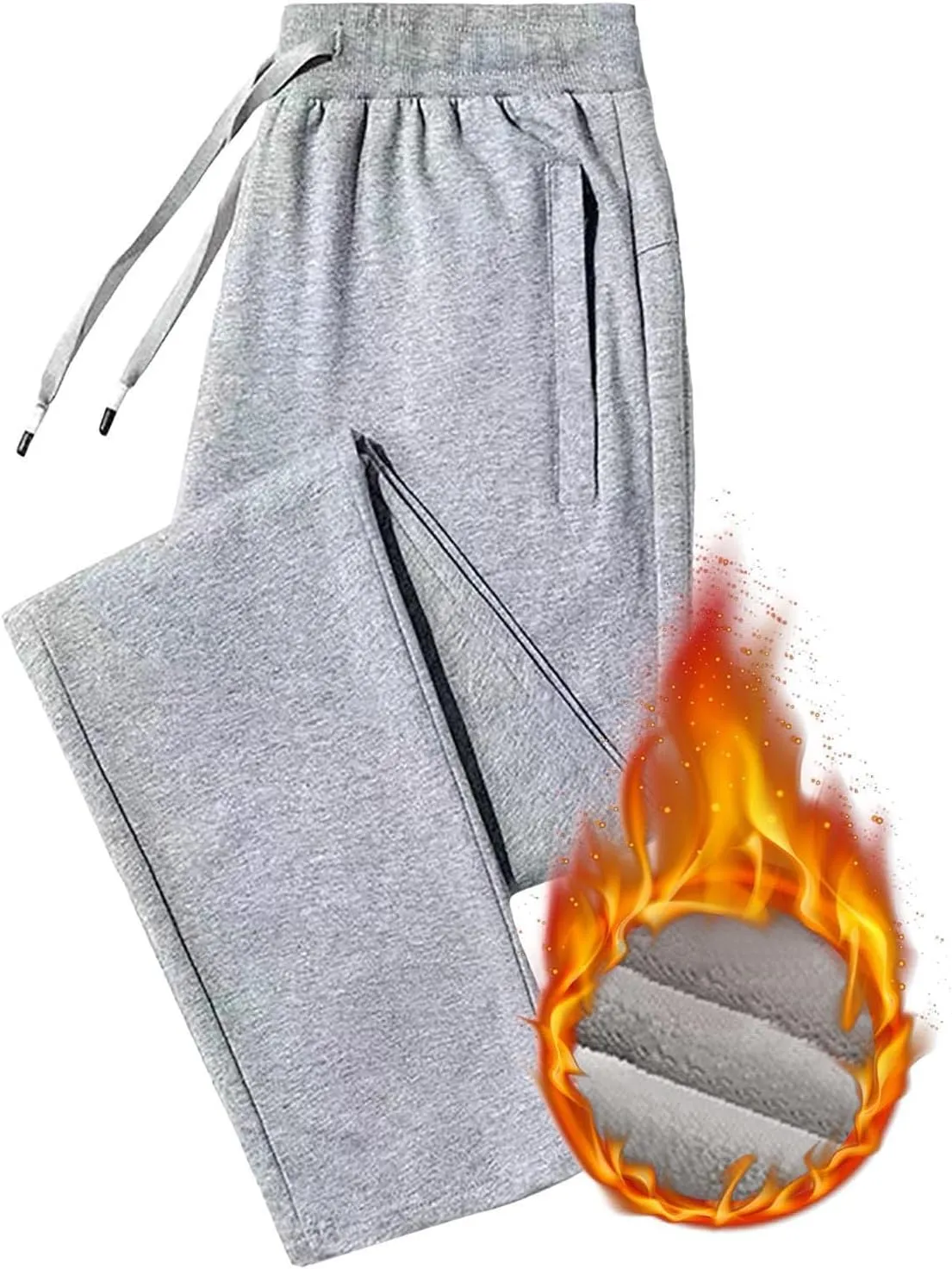 BIFUTON Fleece Lined Pants Men,Men's Winter Fleece Pants Sherpa Lined Sweatpants Drawstring Athletic Jogger Pants with Pocket