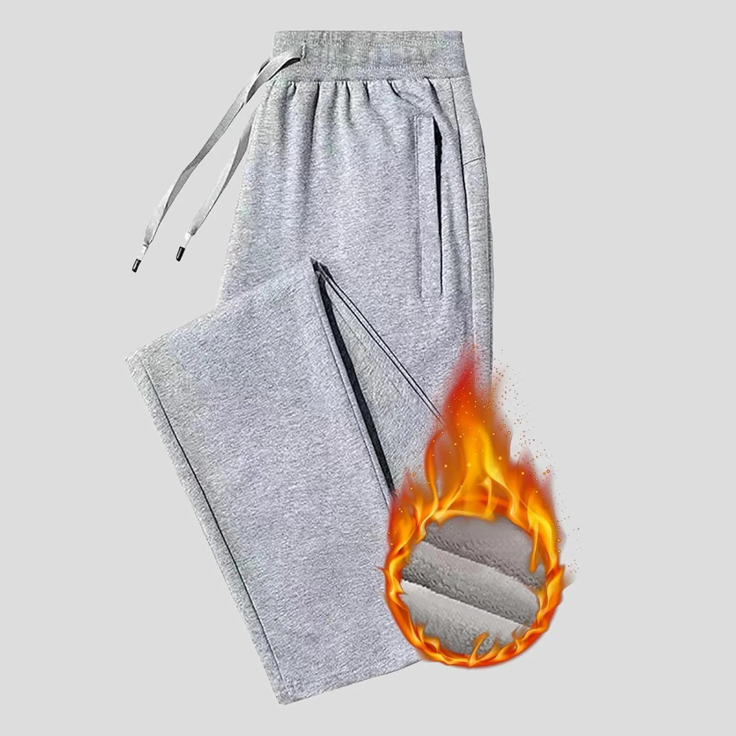 BIFUTON Fleece Lined Pants Men,Men's Winter Fleece Pants Sherpa Lined Sweatpants Drawstring Athletic Jogger Pants with Pocket