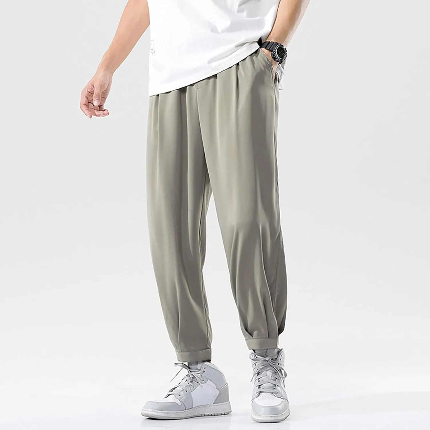 Big and Tall Sweatpants for Men Casual Silver Bottoms Hip Hop Fluorescent Dance Party Festival Night Sport Trousers