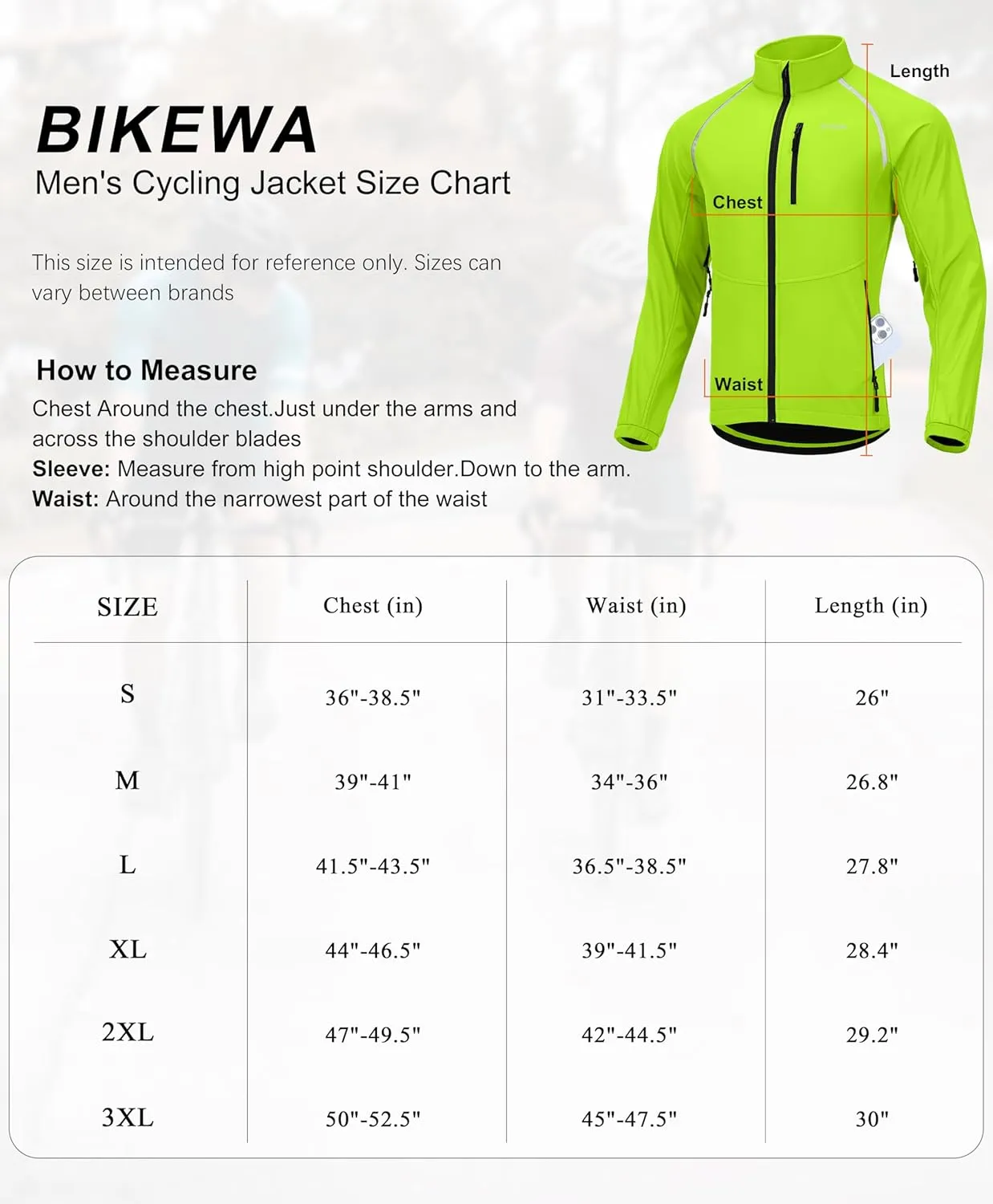 Bikewa Men's Winter Cycling Jackets Thermal Warm Water Resistant Bike Running Windproof Jacket