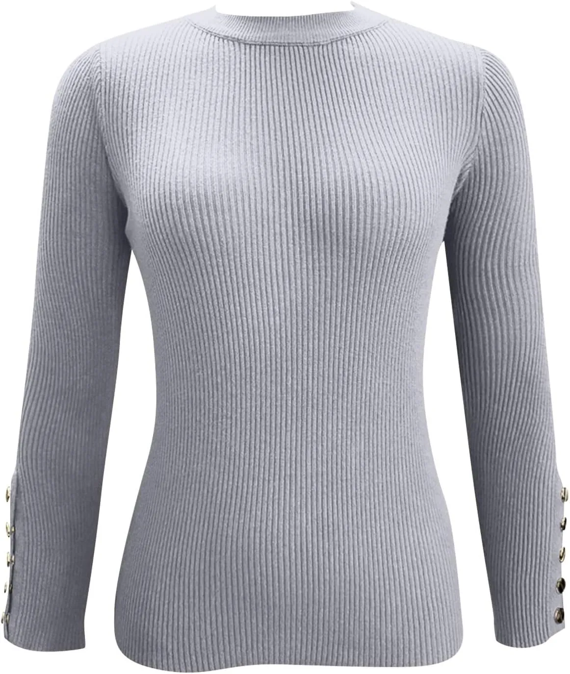 Blouse Women Long Sleeve Turtle Neck Ribbed Knit Sweaters Winter Button Work Shirts Office Fall Soft Office Clothes