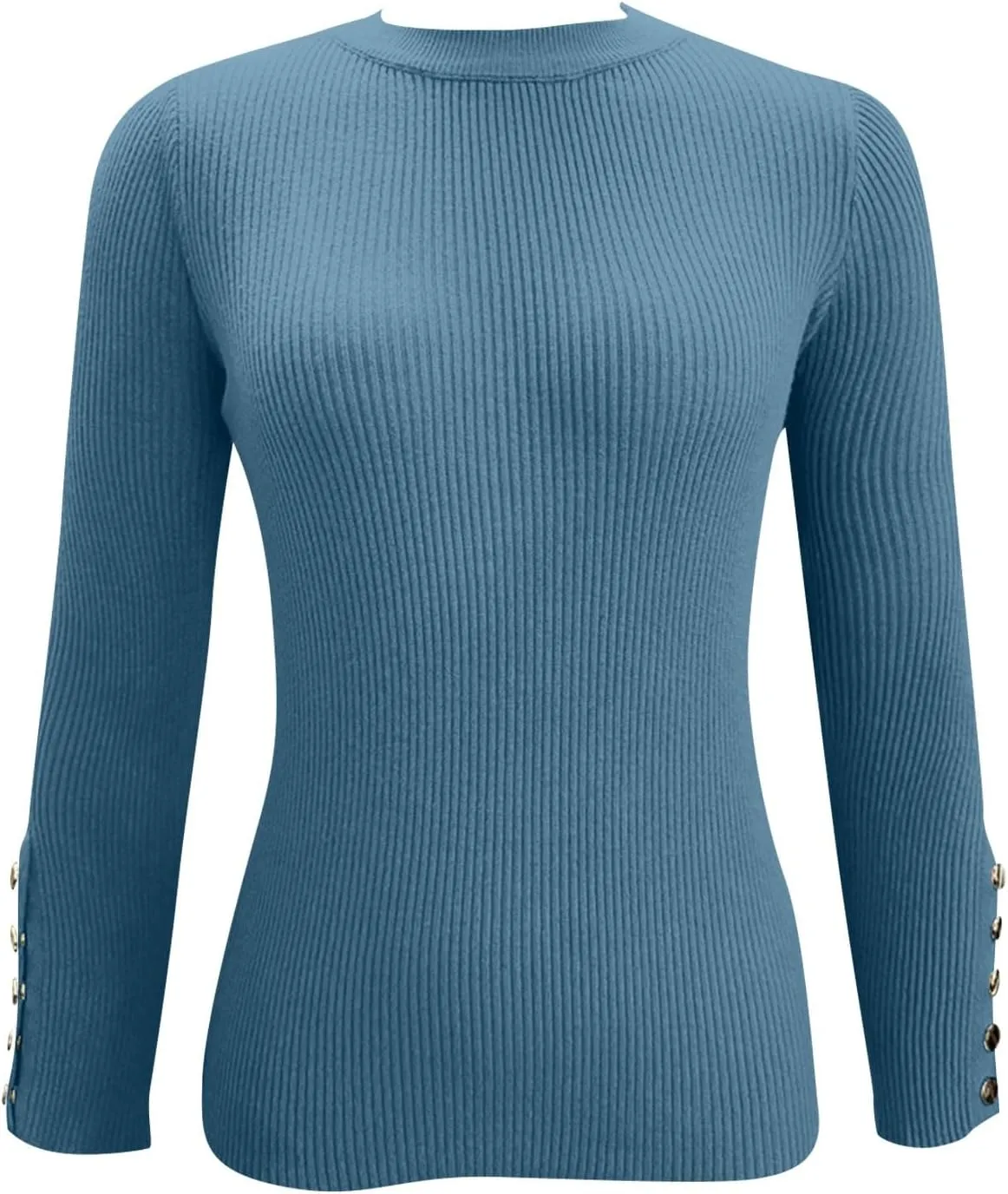 Blouse Women Long Sleeve Turtle Neck Ribbed Knit Sweaters Winter Button Work Shirts Office Fall Soft Office Clothes