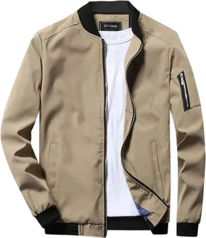 Bomber Jacket Men Men's Slim Fit Lightweight Softshell Flight Bomber Jacket Coat