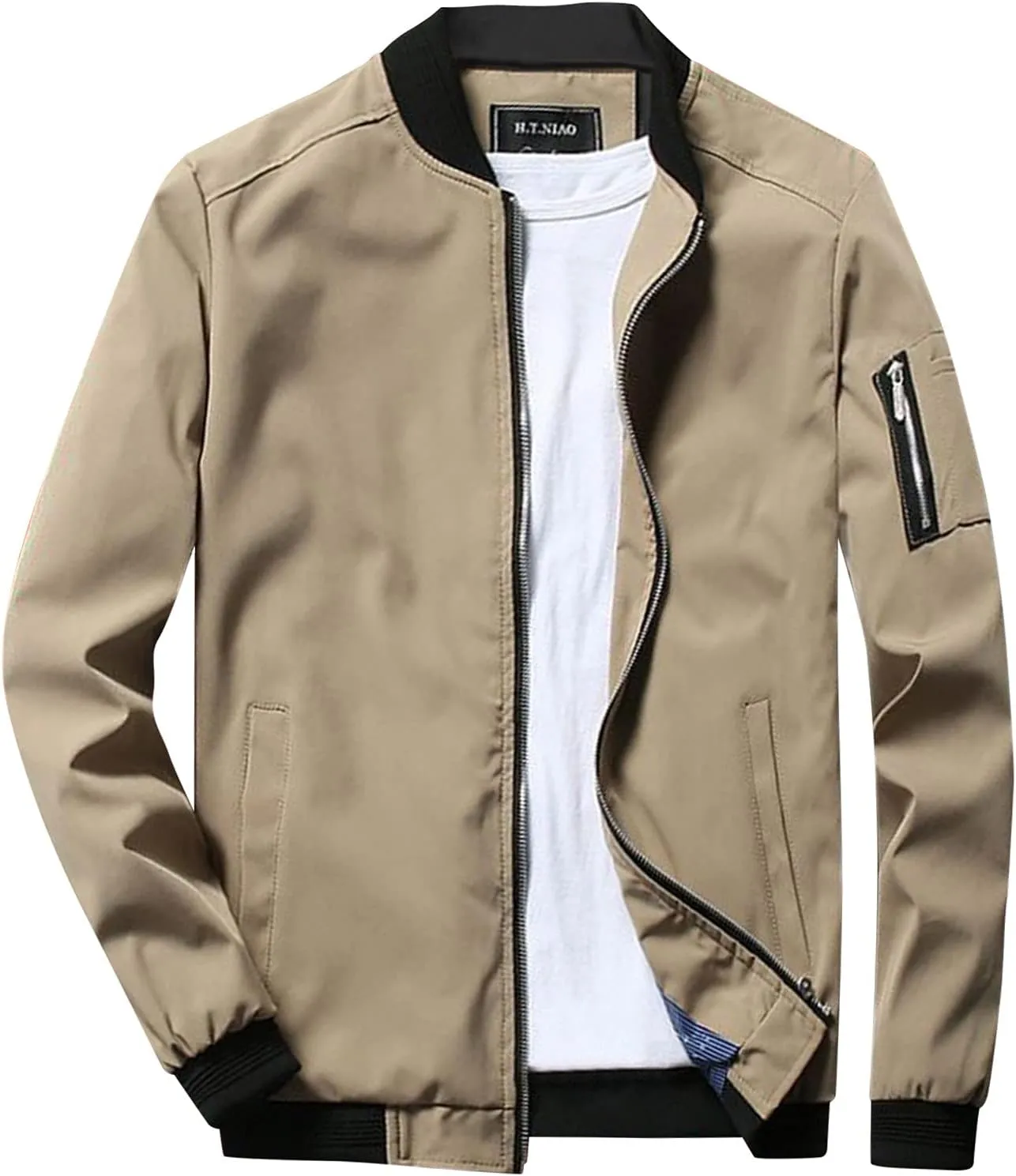 Bomber Jacket Men Men's Slim Fit Lightweight Softshell Flight Bomber Jacket Coat