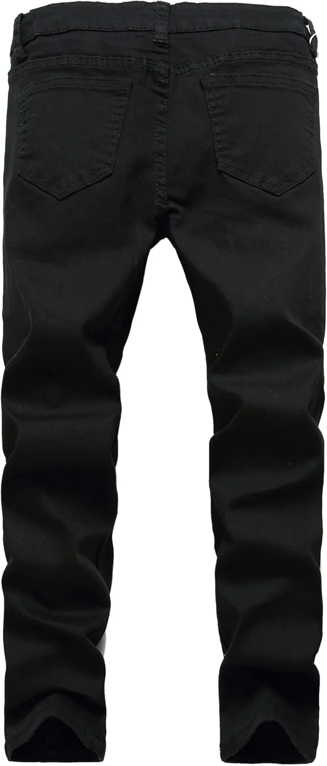 Boy's Skinny Fit Ripped Destroyed Distressed Stretch Slim Jeans Pants