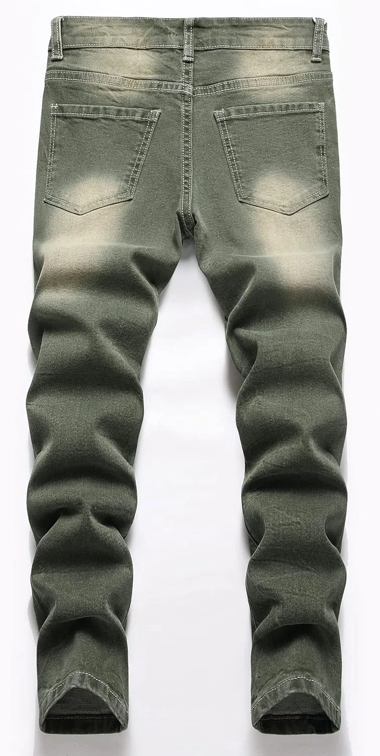Boy's Skinny Fit Ripped Destroyed Distressed Stretch Slim Jeans Pants