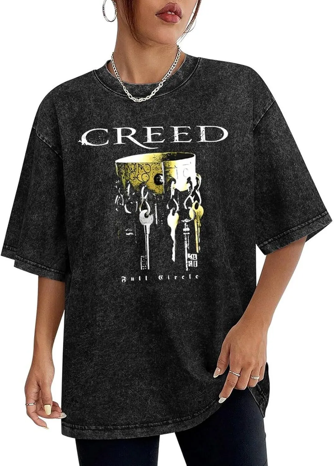 Breathable Retro Oversized Cotton T-Shirts Trendy Distressed Crew Neck Tops