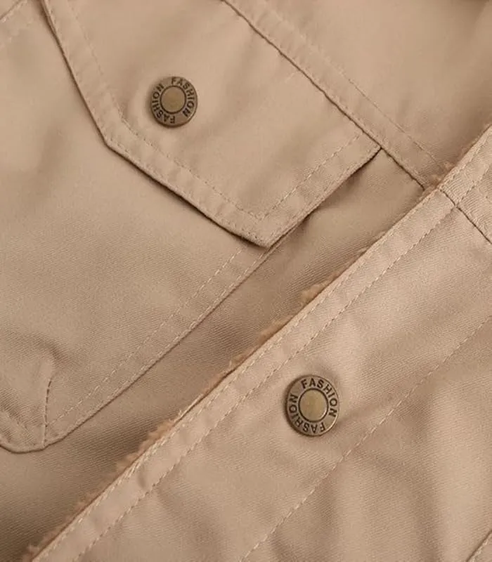 Bullhorn Mens Fleece Jacket, Western Cowboy Jacket Retro Western Jacket, Fleece-Lined Cotton Casual Jacket
