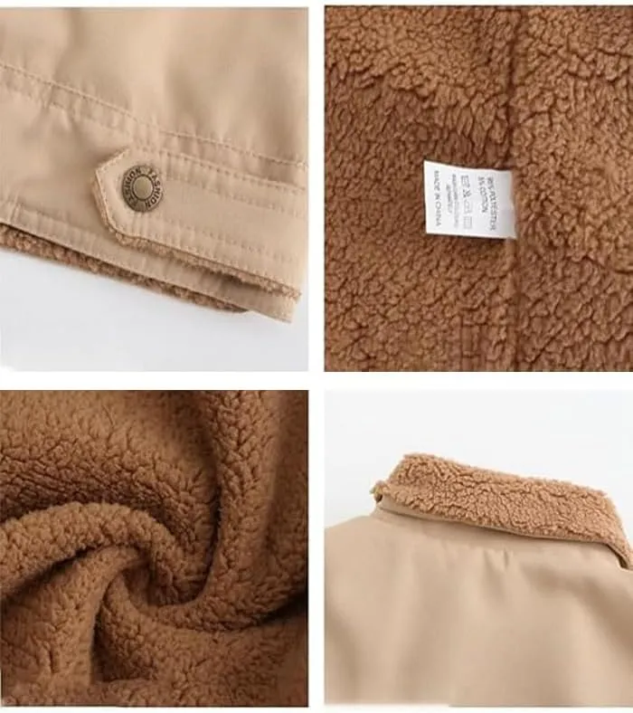 Bullhorn Mens Fleece Jacket, Western Cowboy Jacket Retro Western Jacket, Fleece-Lined Cotton Casual Jacket