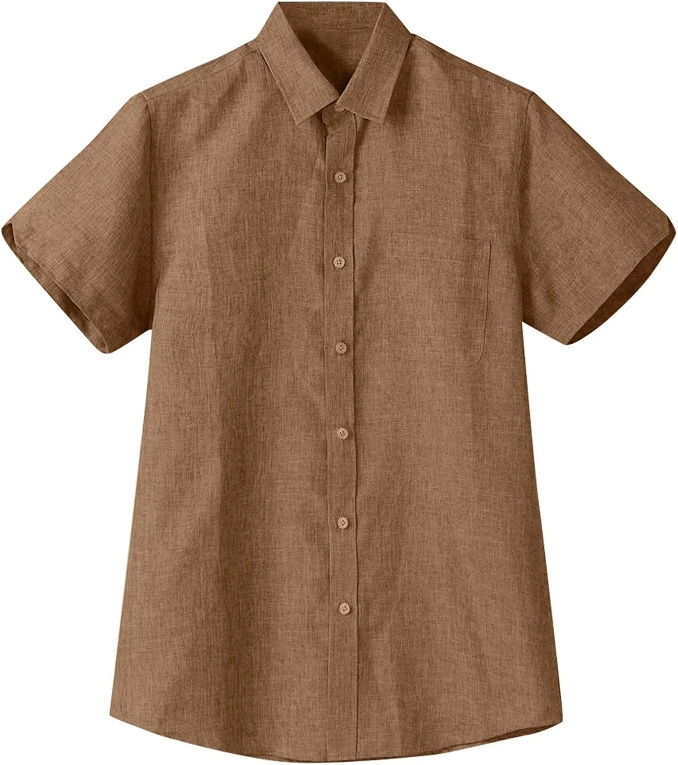 Button Down Shirts for Men Short Sleeve Cotton Lined Hawaiian T-Shirts Summer Lapel Collared Beach Shirts Solid Tops