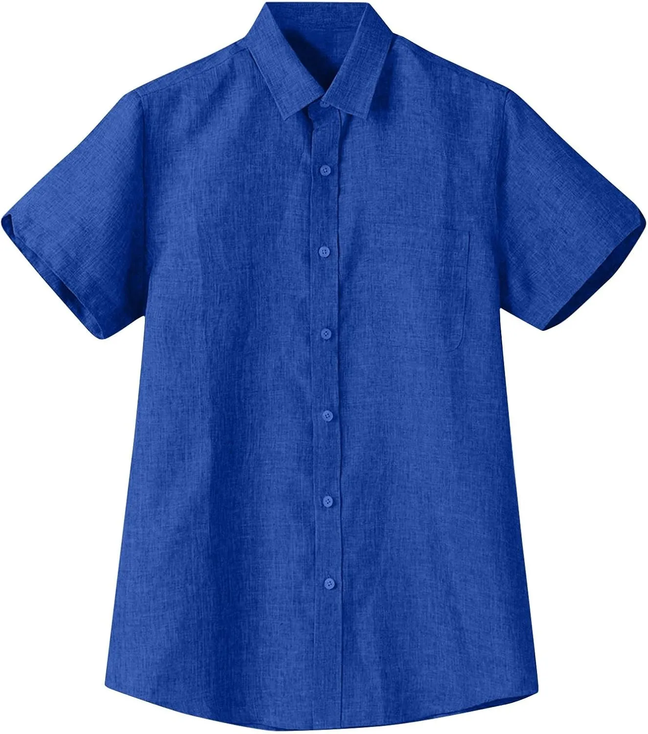 Button Down Shirts for Men Short Sleeve Cotton Lined Hawaiian T-Shirts Summer Lapel Collared Beach Shirts Solid Tops
