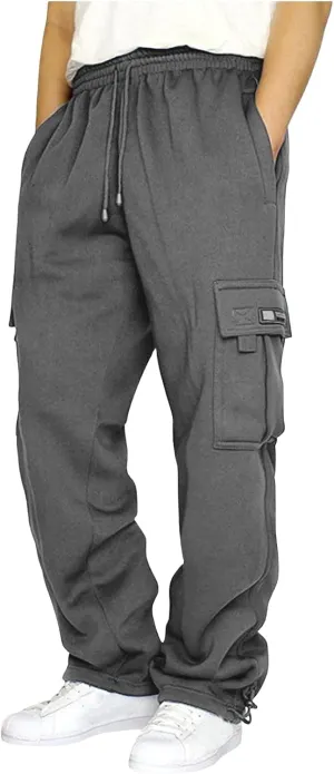 Canbebig Men Cargo Pants Hiking Relaxed Fit Drawstring Elastic Waist Joggers Sweatpants Athletic Workout Trousers Pockets