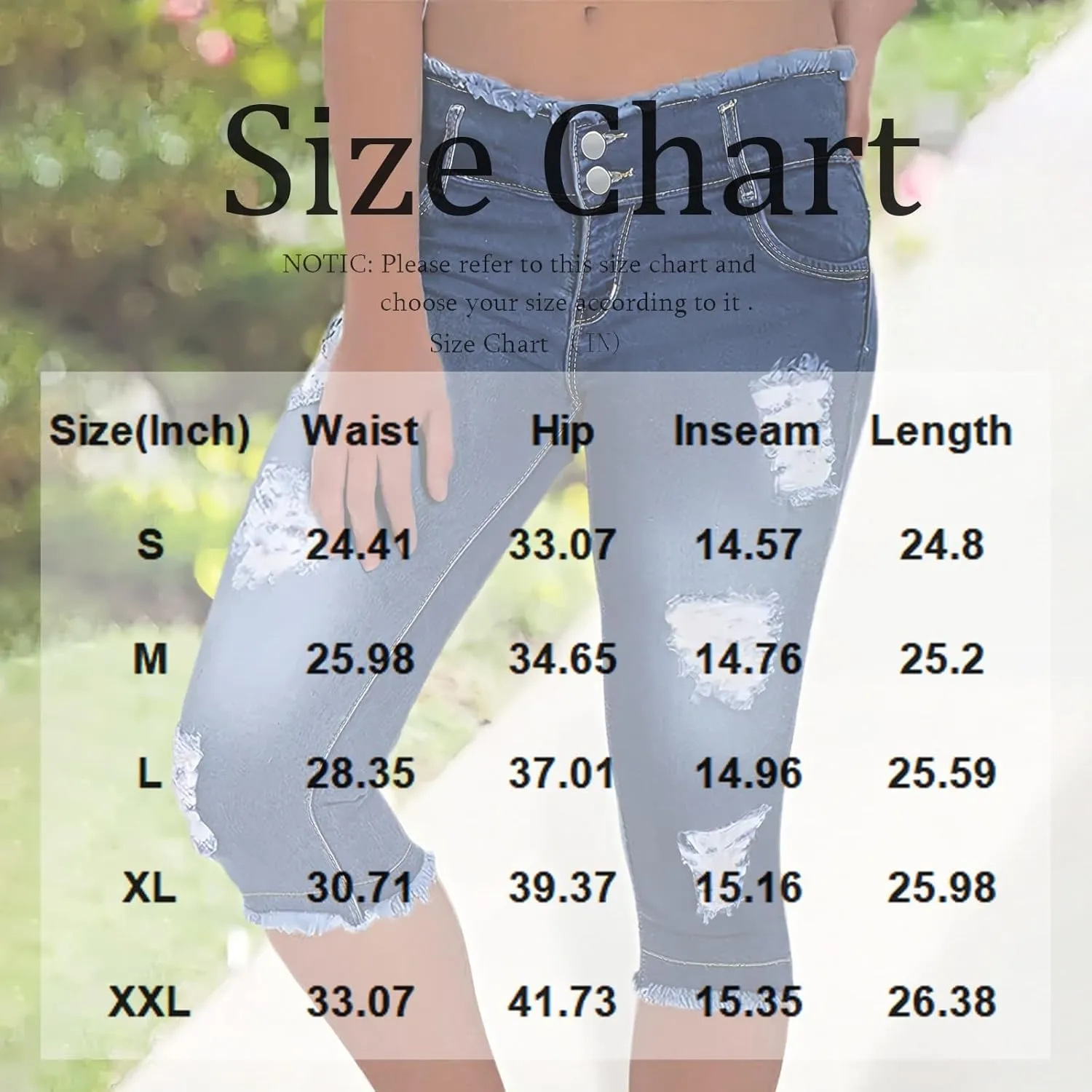 Capri Jeans for Women Stretch Ripped Skinny Jeans Trendy High Waisted Cropped Jeggings Distressed Denim Capris