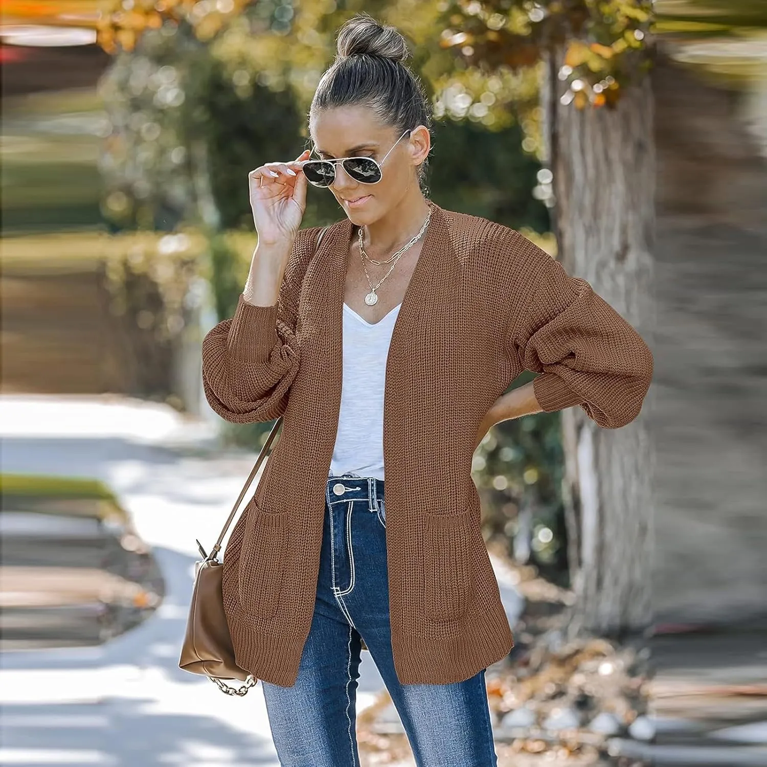 Cardigan for Women Open Front Oversized Lightweight Cable Knit Sweaters Fall Outfits for Women 2024 Winter Clothes Casual