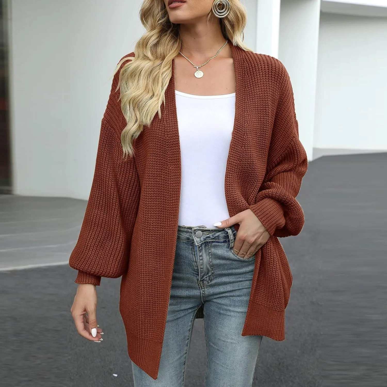 Cardigan for Women Open Front Oversized Lightweight Cable Knit Sweaters Fall Outfits for Women 2024 Winter Clothes Casual