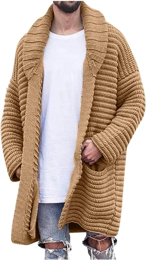 Cardigan Men, Men's Cardigan Sweater Wool Blend Cable Knit V Neck Buttons Long Sleeve Cardigan with Pockets