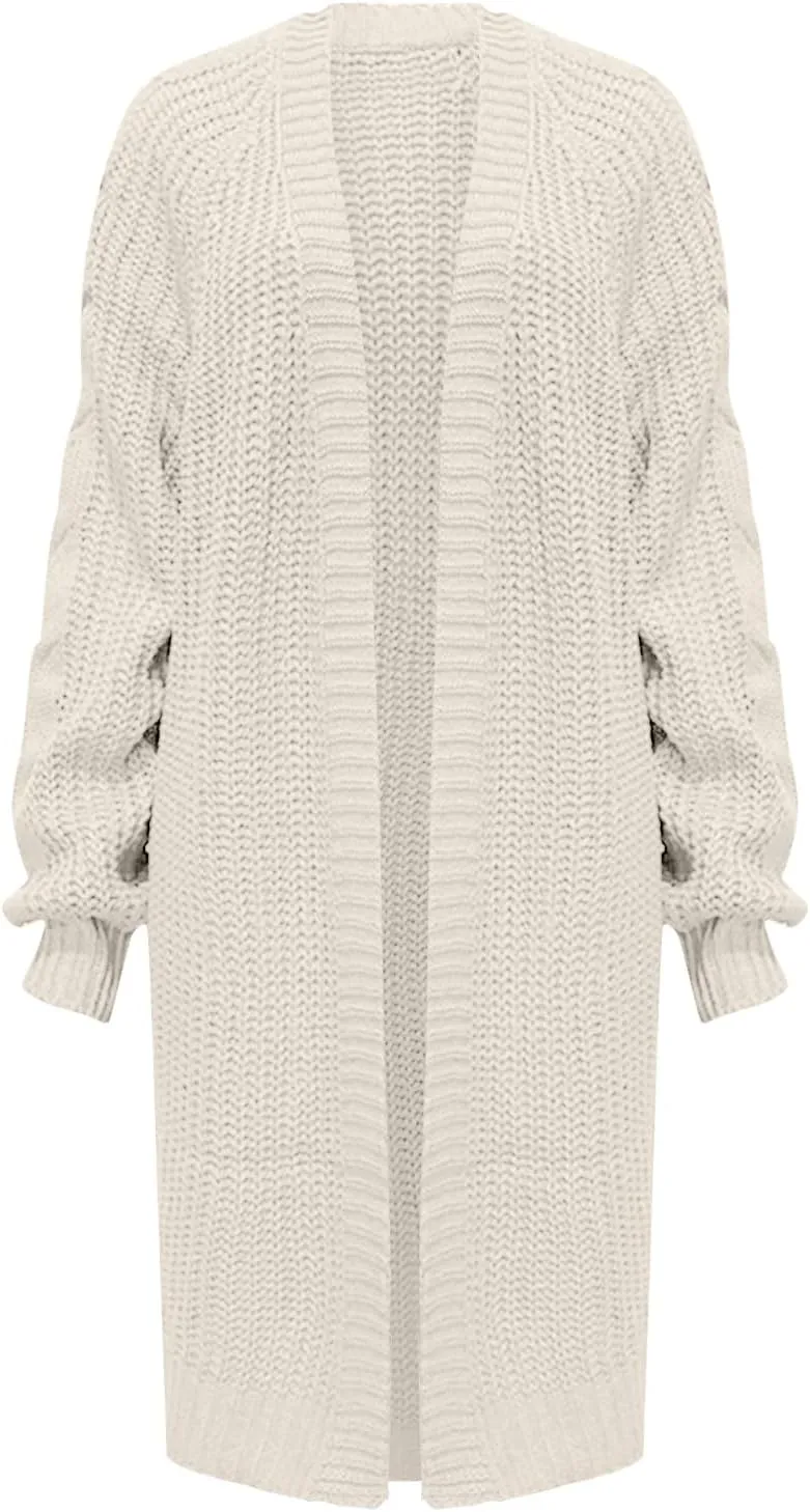 Cardigan Sweater for Women Cable Knit Sweater Coat Chunky Cardigan Sweater Solid Open Front Maxi Long Knitted Sweaters