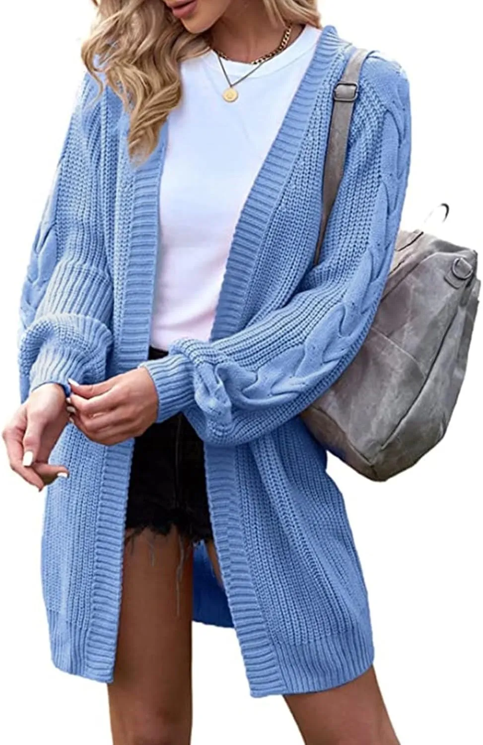 Cardigan Sweater for Women Cable Knit Sweater Coat Chunky Cardigan Sweater Solid Open Front Maxi Long Knitted Sweaters