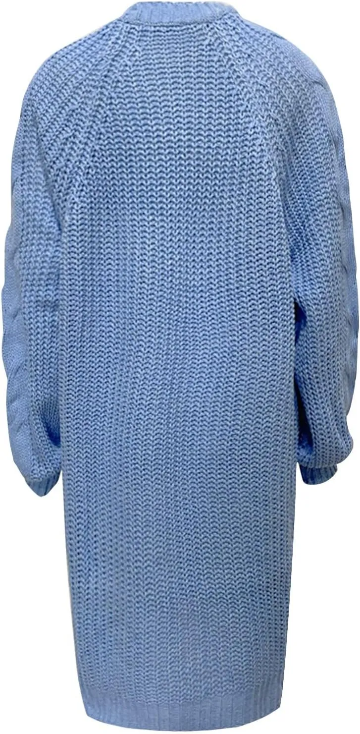 Cardigan Sweater for Women Cable Knit Sweater Coat Chunky Cardigan Sweater Solid Open Front Maxi Long Knitted Sweaters