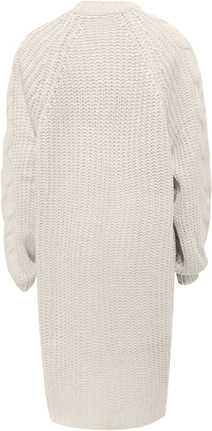 Cardigan Sweater for Women Cable Knit Sweater Coat Chunky Cardigan Sweater Solid Open Front Maxi Long Knitted Sweaters