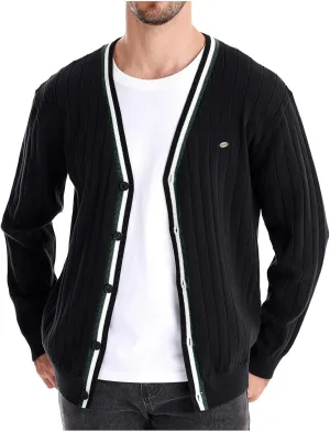 Cardigan Sweaters for Men Casual Long Sleeve Open Fornt V Neck Button Down Knit Sweaters Jacket with Pockets
