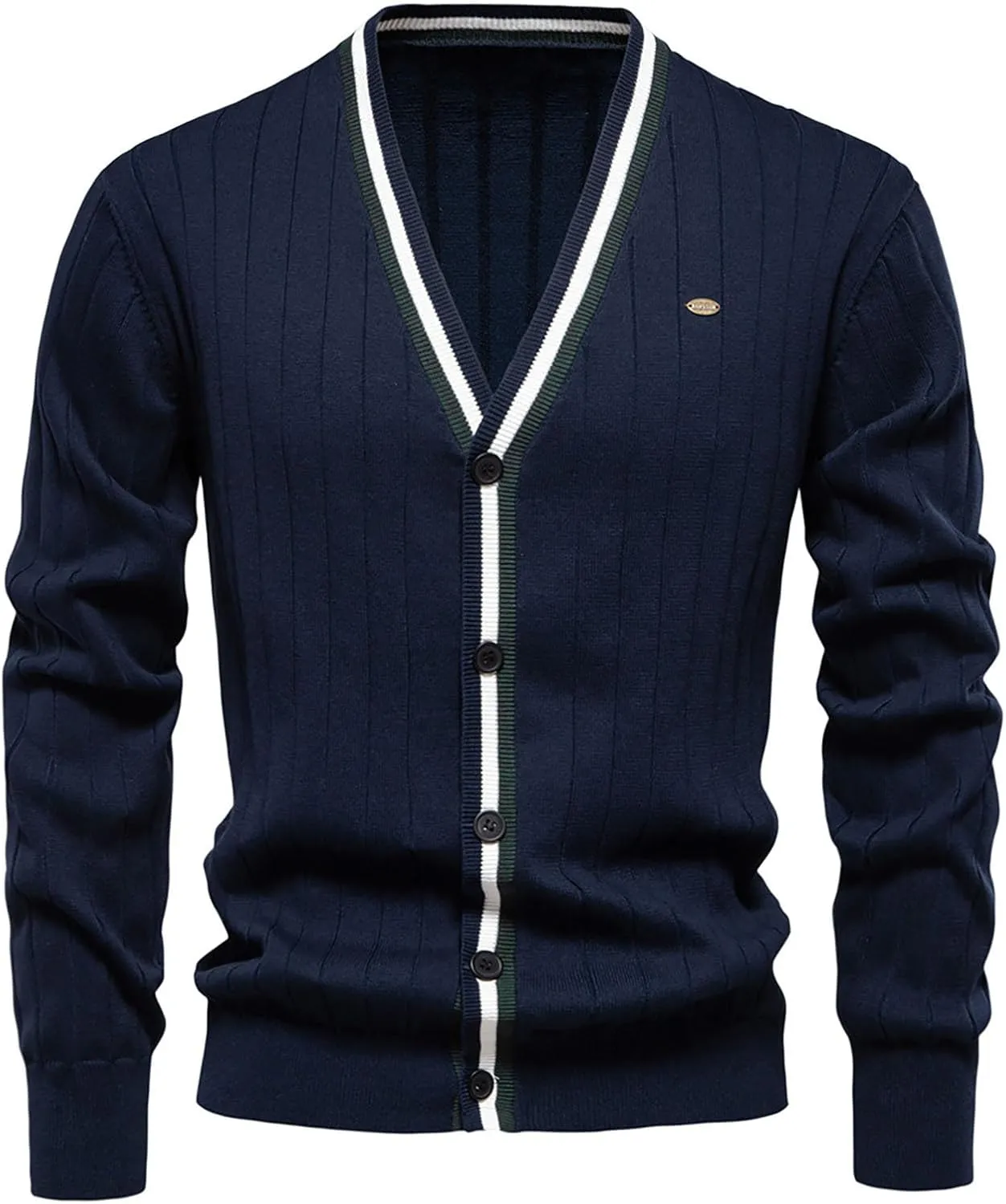 Cardigan Sweaters for Men Casual Long Sleeve Open Fornt V Neck Button Down Knit Sweaters Jacket with Pockets